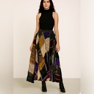 (sold)Lew Mcgram Velvet Bohemian Patchwork Midi Maxi Skirt Whimsigoth Boho Chic
